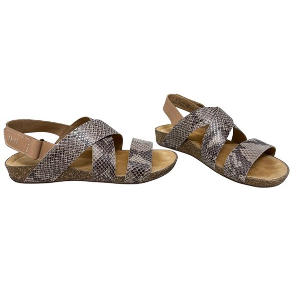 Clarks Shoes - Clarks Perri Dunes Leather Snake Print Slingback Straps Women's Sandals size 7.5